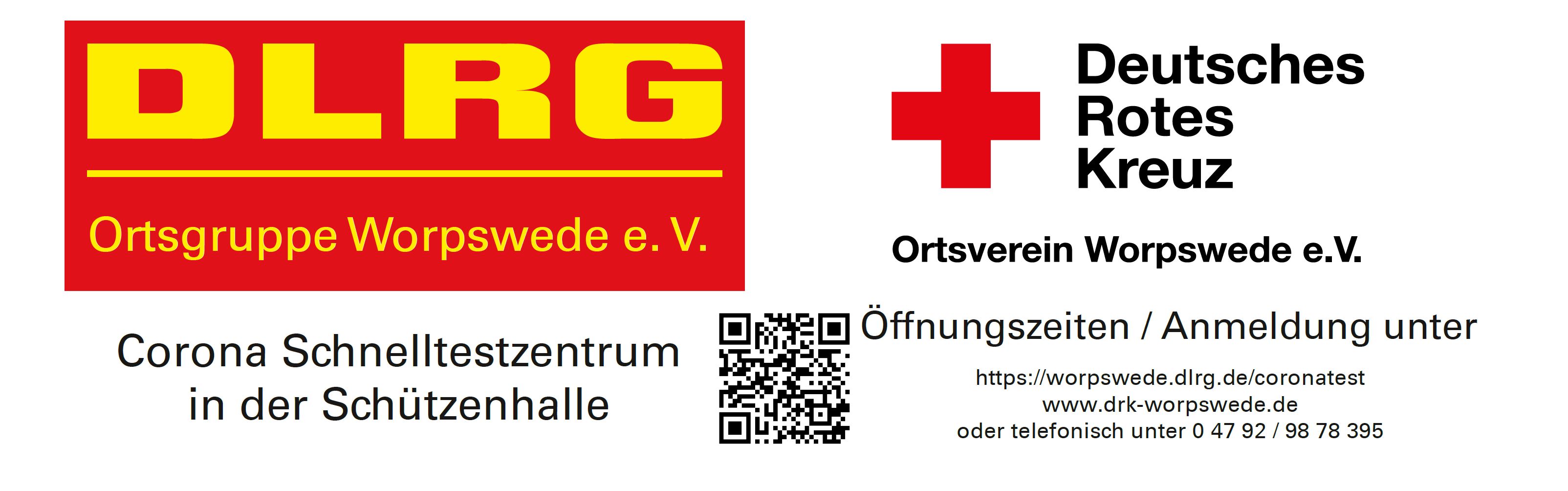 Informationen: https://worpswede.dlrg.de/coronatest. Bitte auf den Anrufbeantworter sprechen: Tel. 04792/9878395